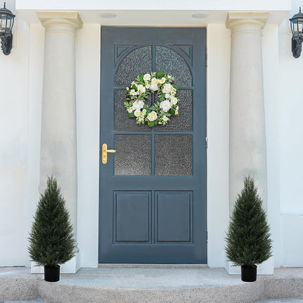 VIVATREES 2Pack 3ft Outdoor Artificial Cedar Topiary Trees, All-Weather Faux Pine for Home Porch Entryway Decor