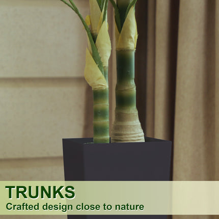7FT Silk Island Golden Cane Palm Tree (Black Planter)