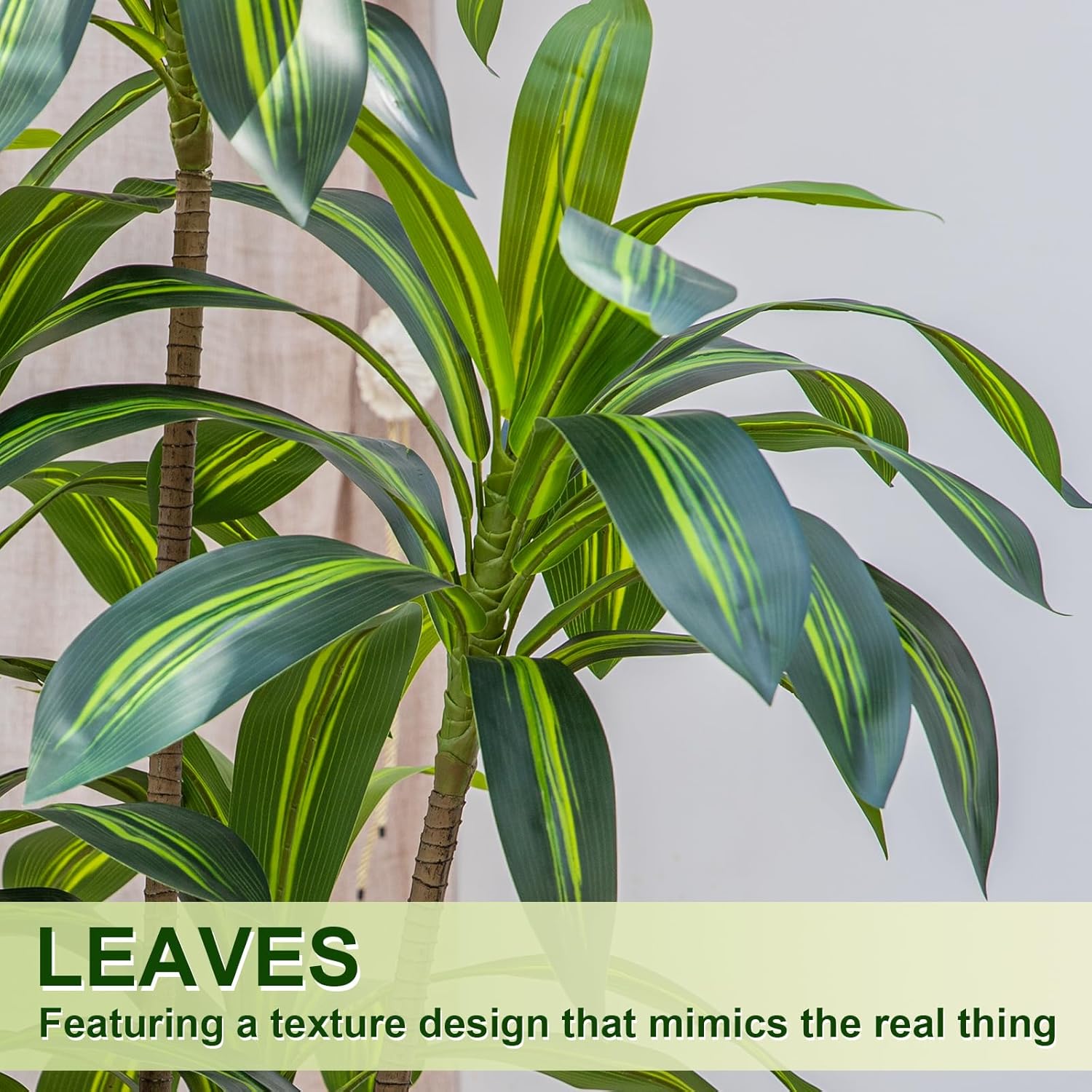 VIVATREES Dracaena Tree 5FT Artificial, 60in Tall Faux Dracaena Tree with 15.7 White Planter, Fake Potted Tree for Indoor & Outdoor Home Office Decor