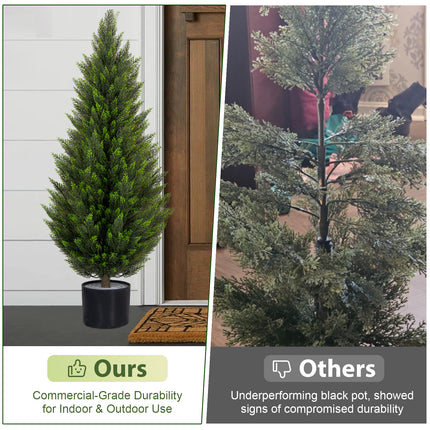 VIVATREES 2Pack 5ft Outdoor Artificial Cedar Topiary Trees, All-Weather Faux Pine for Home Porch Entryway Decor