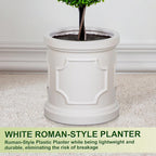 3FT/4FT Artificial Triple Ball Topiary Trees with Roman Style Vintage White Planter Pot, Outdoor Indoor Realistic Faux Shrubs Plants, Fake