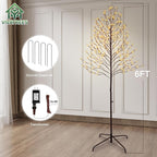 VIVATREES Twinkling Twig Trees, 6ft Lighted Branches with Warm White Fairy Lights, Indoor Outdoor Christmas & Wedding Decor (Brown Branch Star Trees)