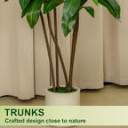 6FT/5FT Tall Faux Dracaena Tree Artificial Plant with Natural Wood Trunk & Vibrant Green Leaves in White Planter
