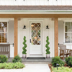 3FT Artificial Spiral Boxwood Topiary Trees with Antique-White Roman-Style Planter - Outdoor&Indoor Year-Round Garden, Porch, Entryway Decor (2 Pack)
