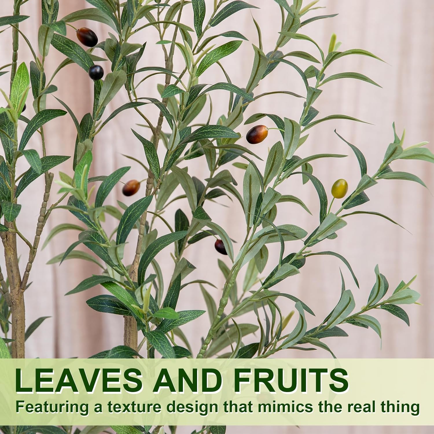 6FT Olive Tree Artificial Indoor, 72in Tall Faux Olive Tree in Black Pot, Fake Potted Tree with Fruits for Home Office Decor