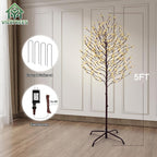 VIVATREES Twinkling Twig Trees, 5ft Lighted Branches with Warm White Fairy Lights, Indoor Outdoor Christmas & Wedding Decor (Brown Branch Star Trees)