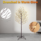 VIVATREES Twinkling Twig Trees, 5ft Lighted Branches with Warm White Fairy Lights, Indoor Outdoor Christmas & Wedding Decor (Brown Branch Star Trees)