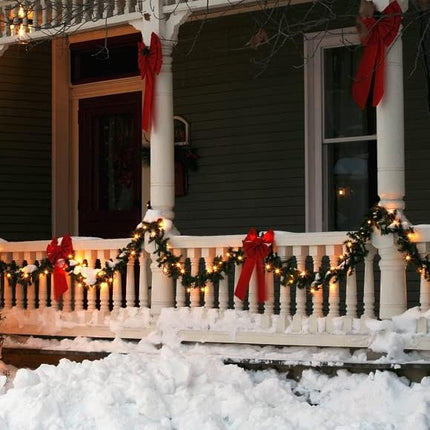 12' Prelit Christmas Garland with 100 Warm White Lights, Artificial Garland with 288 PVC Branch Tips, Adorned with Pinecones & Red Berries, Battery Operated