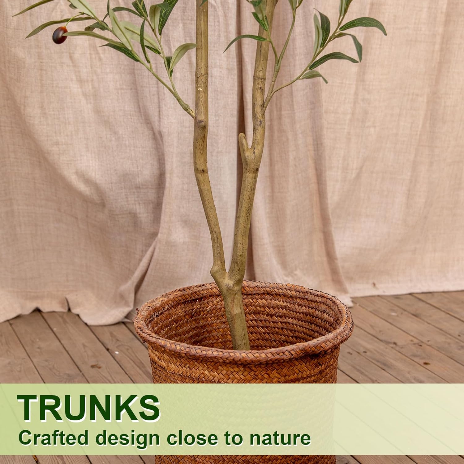 6FT Olive Tree Artificial Indoor, 72in Tall Faux Olive Tree in Black Pot, Fake Potted Tree with Fruits for Home Office Decor