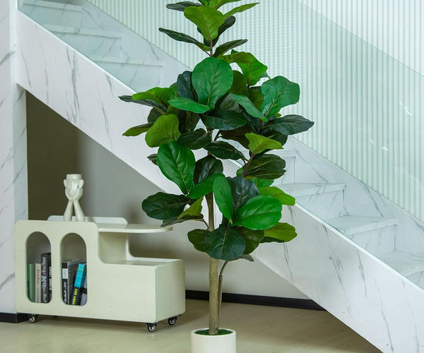 tall artificial fiddle leaf fig tree 5FT/6FT Artificial Fiddle Leaf Fig Tree in White Planter Faux IndoorOu – Vivatrees
