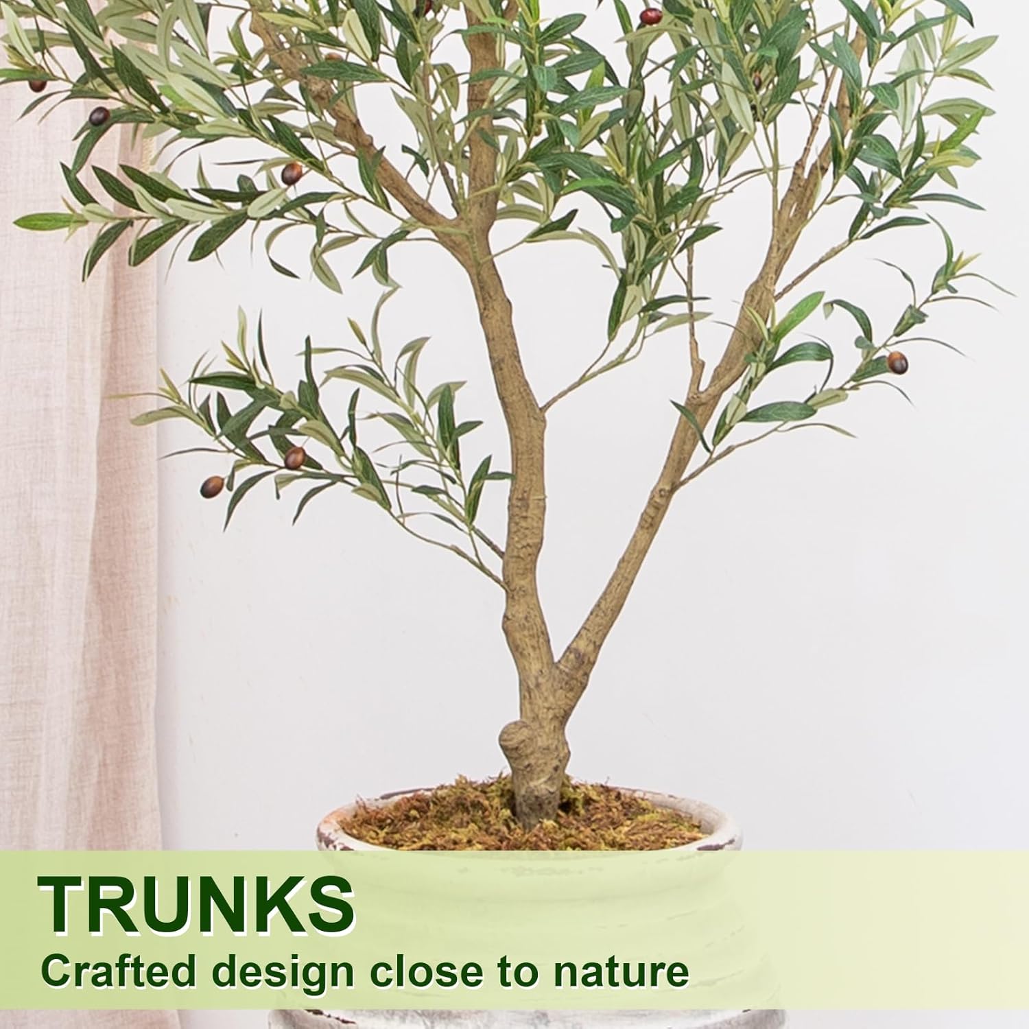 8FT Olive Tree Artificial Indoor, 96in Tall Faux Olive Tree with Pot, Fake Potted Tree with Fruits for Home Office Decor