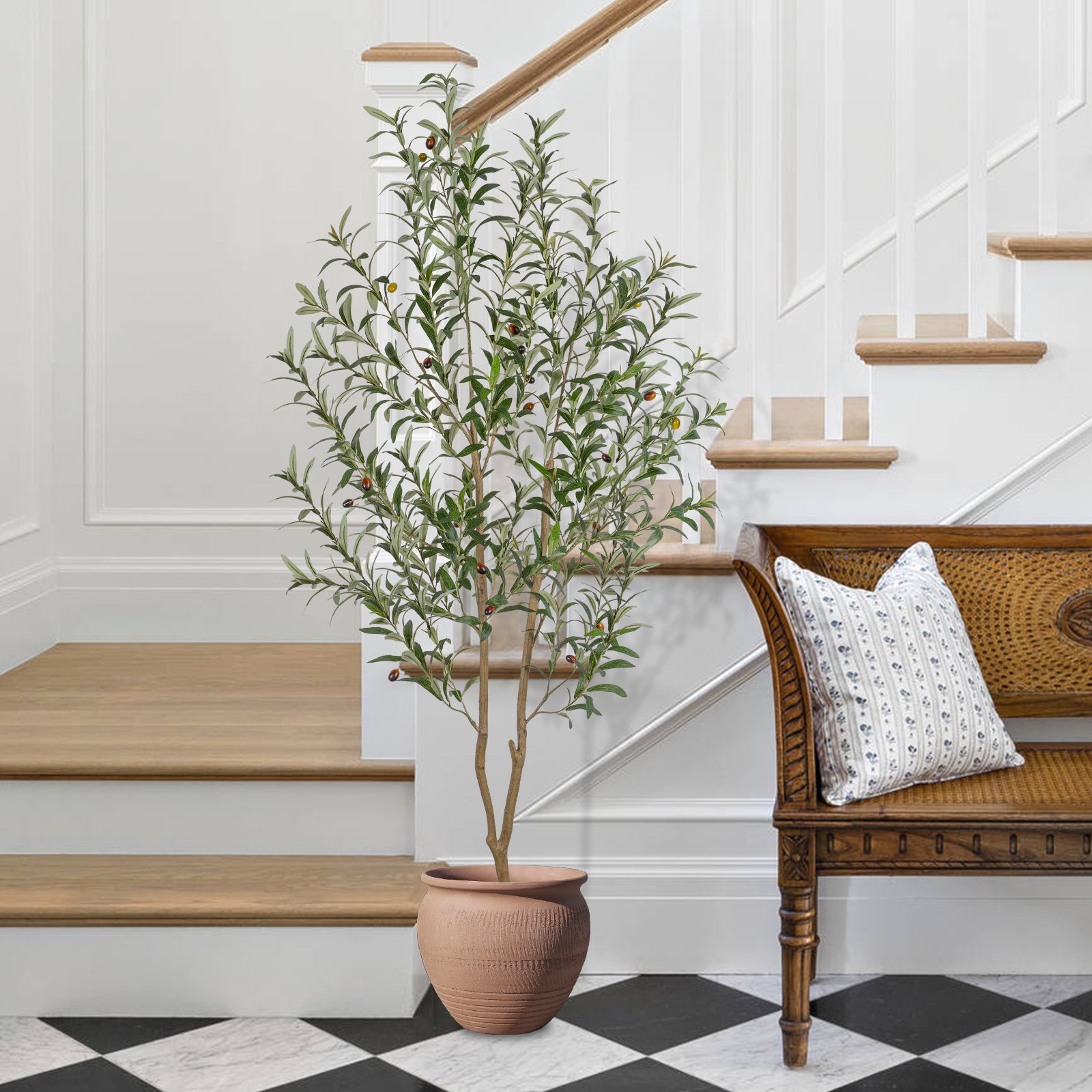5/6/7/8FT Olive Tree Artificial Indoor, Faux Olive Tree, Realistic Fake Tree with Fruits for Home Office Decor