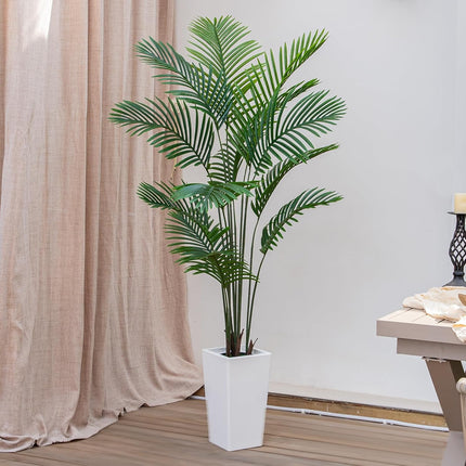 VIVATREES Palm Tree 6FT Artificial, 72in Tall Faux Palm Tree with 15.7 White Planter, Fake Potted Tree for Indoor & Outdoor Home Office Decor
