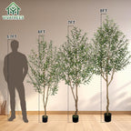 6FT Olive Tree Artificial Indoor, 72in Tall Faux Olive Tree in Black Pot, Fake Potted Tree with Fruits for Home Office Decor