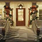 12' Snow Flocked Christmas Garland with 100 Multicolor LED Lights, Pinecones & Red Berries, Prelit Artificial Christmas Garland, Battery Operated with Timer