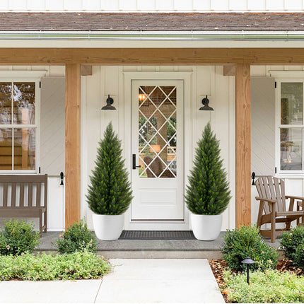 VIVATREES 2Pack 5ft Outdoor Artificial Cedar Topiary Trees, All-Weather Faux Pine for Home Porch Entryway Decor