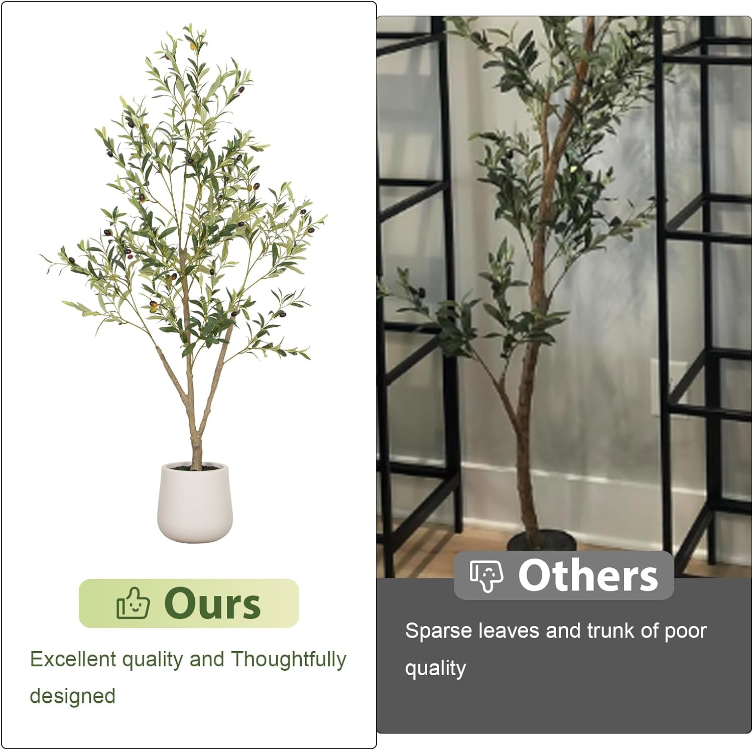 5/6/7/8FT Artificial Olive Tree Tall Faux Potted Plant with Natural Wood Trunk Lifelike Fruit Faux Tree for Home Office Decor