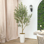 8FT Olive Tree Artificial Indoor, 96in Tall Faux Olive Tree with Pot, Fake Potted Tree with Fruits for Home Office Decor