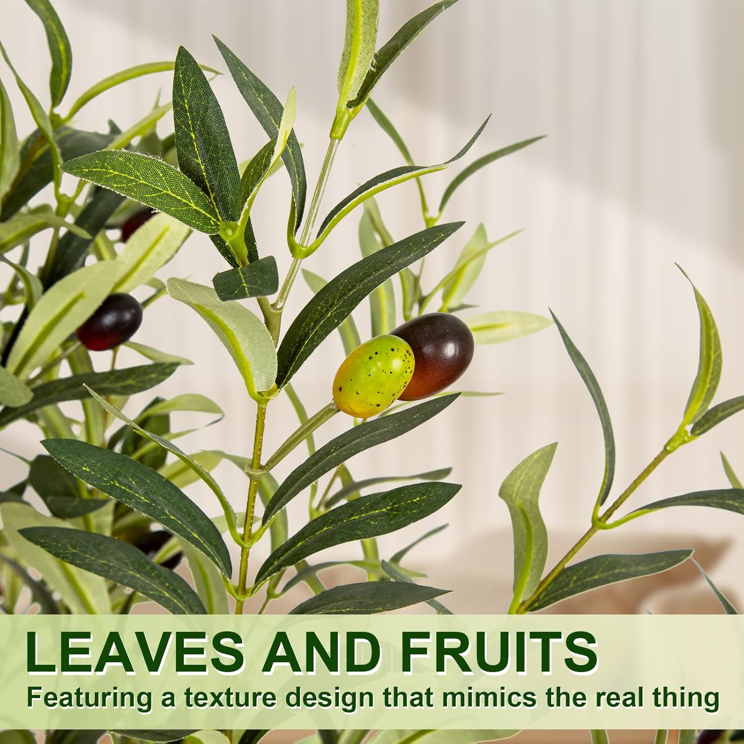 VIVATREES Olive Trees Artificial Indoor, 5 ft Faux Olive Tree with White Planter, Artificial Plants with Natural Wood Trunk and Lifelike Fruits for Home Office Decor