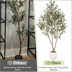 VIVATREES Artificial Olive Tree, 6FT Tall Faux Olive Tree with White Planter, Artificial Plants with Natural Wood Trunk and Lifelike Fruits for Home Office Decor