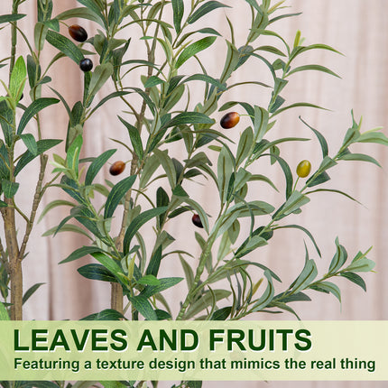 5/6/7/8FT Olive Tree Artificial Indoor, Faux Olive Tree, Realistic Fake Tree with Fruits for Home Office Decor