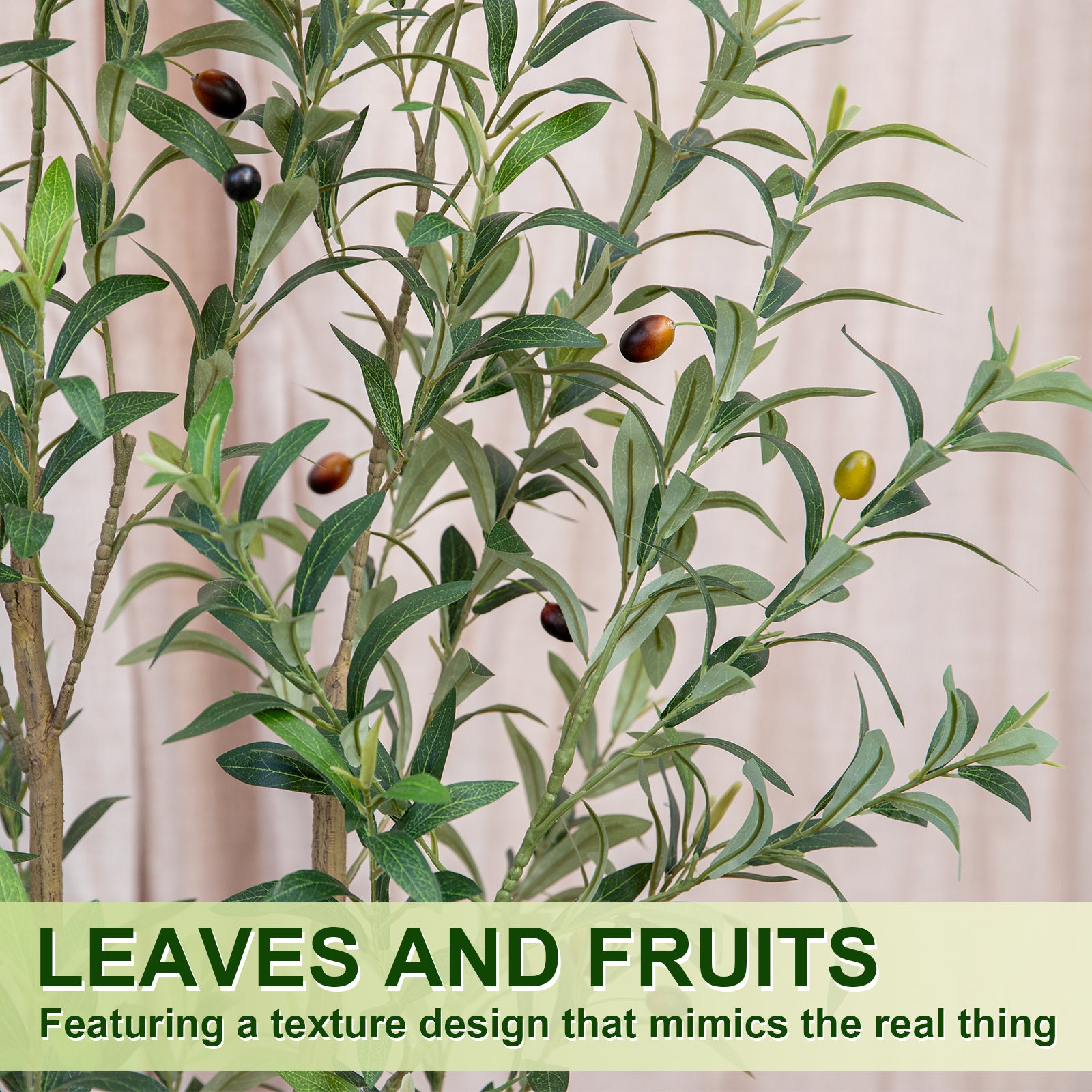 5/6/7/8FT Olive Tree Artificial Indoor, Faux Olive Tree, Realistic Fake Tree with Fruits for Home Office Decor