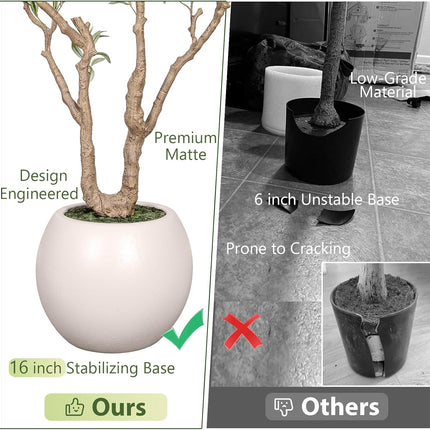 VIVATREES Olive Tree Artificial Indoor, 8FT Tall Faux Olive Tree with 16in Round White Planter, Artificial Plants with Natural Wood Trunk and Lifelike Fruits for Home Office Decor