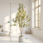 5/6/7/8FT Artificial Olive Tree Tall Faux Potted Plant with Natural Wood Trunk Lifelike Fruit Faux Tree for Home Office Decor
