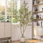 5/6/7/8FT Artificial Olive Tree Tall Faux Potted Plant with Natural Wood Trunk Lifelike Fruit Faux Tree for Home Office Decor