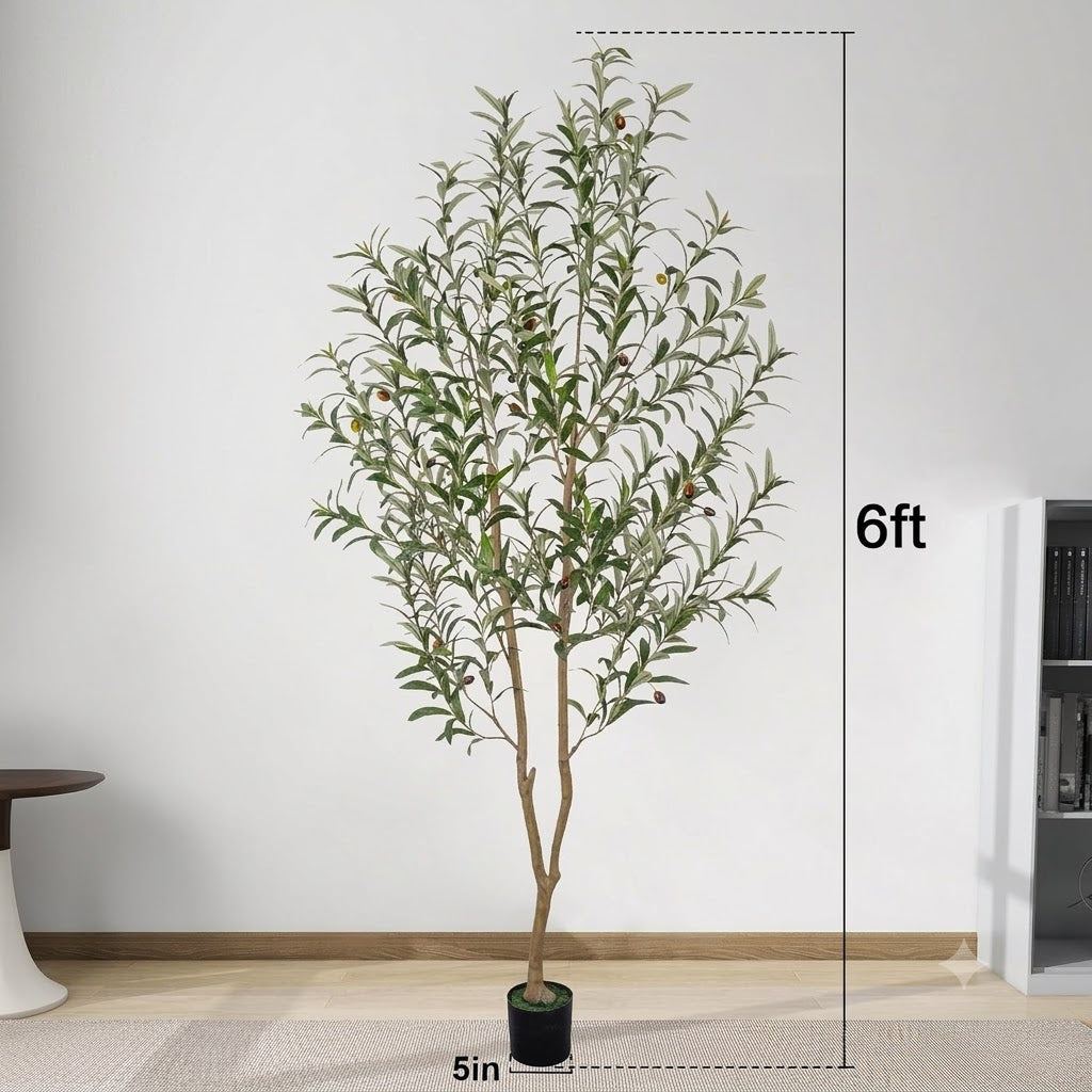 5/6/7/8FT Olive Tree Artificial Indoor, Faux Olive Tree, Realistic Fake Tree with Fruits for Home Office Decor