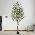 5/6/7/8FT Artificial Olive Tree Tall Faux Potted Plant with Natural Wood Trunk Lifelike Fruit Faux Tree for Home Office Decor