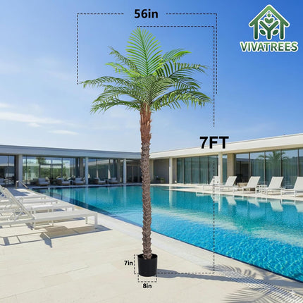 7FT Faux Palm Tree, Artificial Golden Cane Palm Tree Outdoor Indoor, Fake Tree for Home House Office Living Room Yard Patio, 2Pack