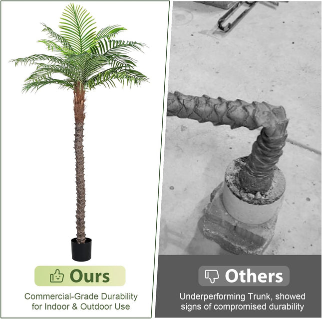 7FT Faux Palm Tree, Artificial Golden Cane Palm Tree Outdoor Indoor, Fake Tree for Home House Office Living Room Yard Patio, 2Pack