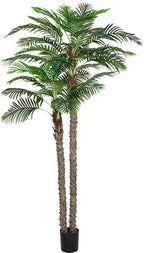 8FT Faux Palm Tree, Artificial Golden Cane Palm Tree Outdoor Indoor, Fake Tree for Home House Office Living Room Yard Patio