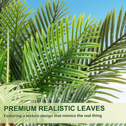 8FT Faux Palm Tree, Artificial Golden Cane Palm Tree Outdoor Indoor, Fake Tree for Home House Office Living Room Yard Patio