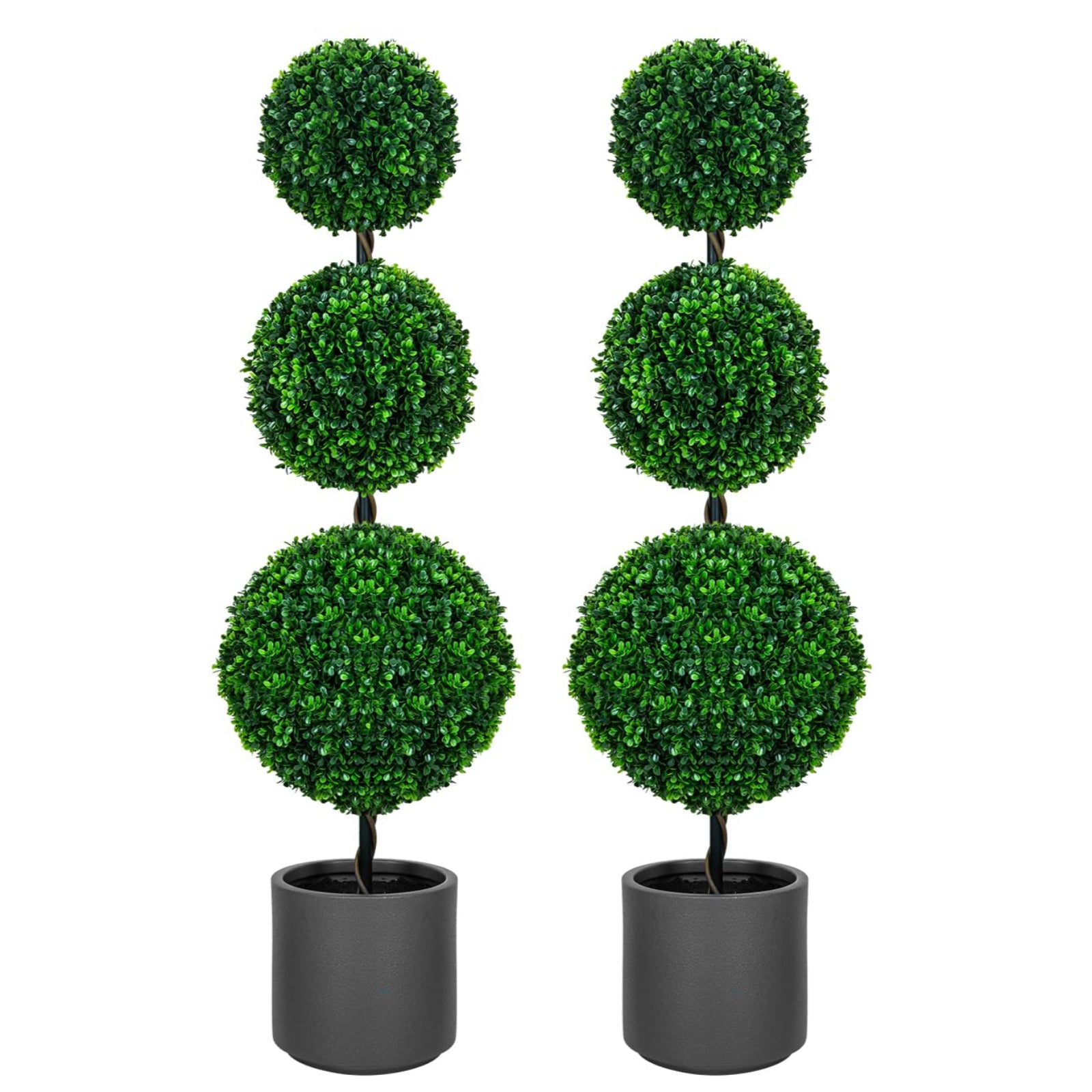 4FT/3FT Artificial Triple Ball Topiary Trees