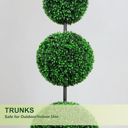 VIVATREES 2Pack 4-5FT UV-Resistant Artificial Triple Ball Boxwood Topiary, All-Weather Outdoor & Indoor Decor for Garden, Porch, Entryway