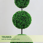 VIVATREES 2Pack 4-5FT UV-Resistant Artificial Triple Ball Boxwood Topiary, All-Weather Outdoor & Indoor Decor for Garden, Porch, Entryway