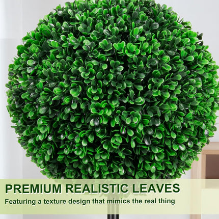 VIVATREES 3ft UV-Resistant Artificial Triple Ball Boxwood Topiary Set of 2, All-Weather Outdoor & Indoor Decor for Garden, Porch, Entryway