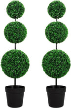 VIVATREES 2Pack 4-5FT UV-Resistant Artificial Triple Ball Boxwood Topiary, All-Weather Outdoor & Indoor Decor for Garden, Porch, Entryway