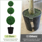 VIVATREES 4ft UV-Resistant Artificial Triple Ball Boxwood Topiary Set of 2, All-Weather Outdoor & Indoor Decor for Garden, Porch, Entryway