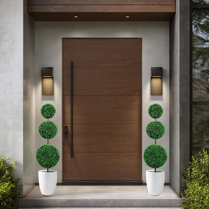 VIVATREES 4ft UV-Resistant Artificial Triple Ball Boxwood Topiary Set of 2, All-Weather Outdoor & Indoor Decor for Garden, Porch, Entryway