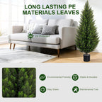 VIVATREES 2Pack 3-5ft Artificial Cedar Topiary UV-Resistant, Commercial-Grade Wind-Proof Faux Pine for All-Season Porch & Entryway Decor