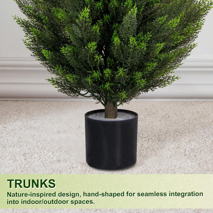 VIVATREES 2Pack 3-5ft Artificial Cedar Topiary UV-Resistant, Commercial-Grade Wind-Proof Faux Pine for All-Season Porch & Entryway Decor
