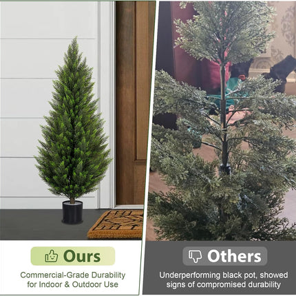 VIVATREES 2Pack 3-5ft Artificial Cedar Topiary UV-Resistant, Commercial-Grade Wind-Proof Faux Pine for All-Season Porch & Entryway Decor