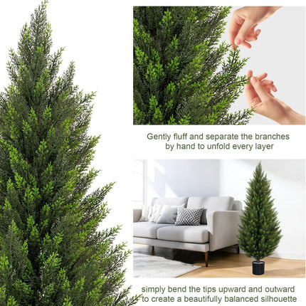 VIVATREES 2Pack 3-5ft Artificial Cedar Topiary UV-Resistant, Commercial-Grade Wind-Proof Faux Pine for All-Season Porch & Entryway Decor