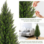 VIVATREES 2Pack 3-5ft Artificial Cedar Topiary UV-Resistant, Commercial-Grade Wind-Proof Faux Pine for All-Season Porch & Entryway Decor