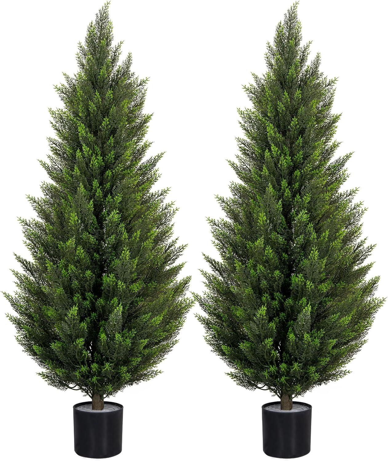 VIVATREES 2Pack 3-5ft Artificial Cedar Topiary UV-Resistant, Commercial-Grade Wind-Proof Faux Pine for All-Season Porch & Entryway Decor
