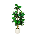 6FT/5FT Artificial Fiddle Leaf Fig Tree in White Planter Faux Indoor Outdoor Floor Plant with Realistic Leaves for Home & Office Decor