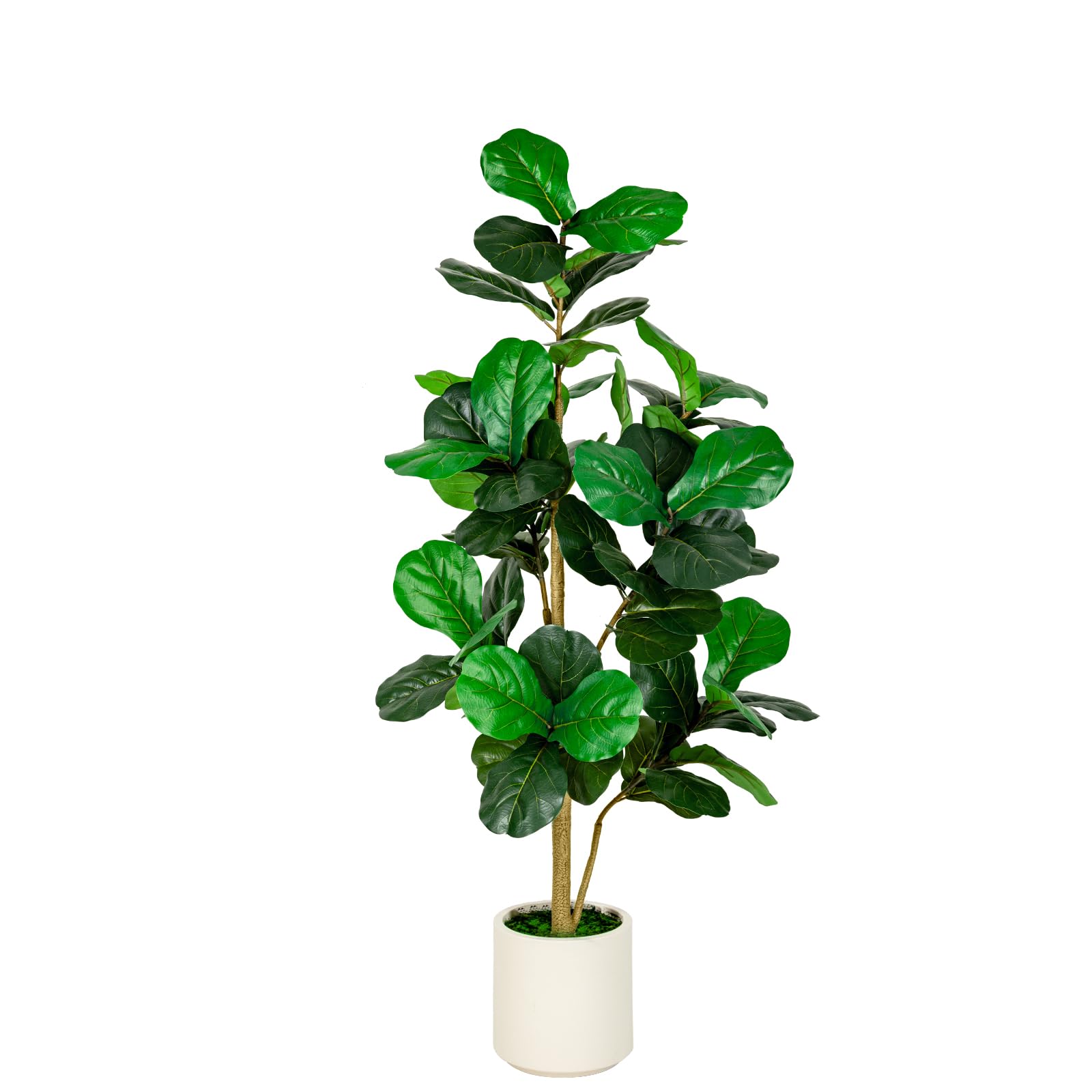 6FT/5FT Artificial Fiddle Leaf Fig Tree in White Planter Faux Indoor Outdoor Floor Plant with Realistic Leaves for Home & Office Decor